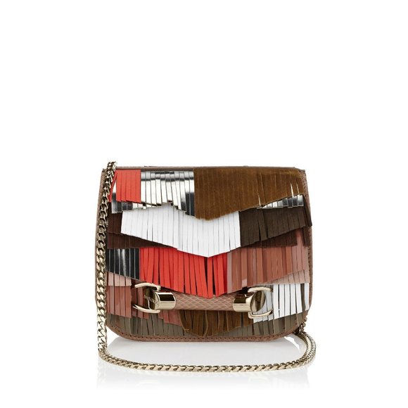 Jimmy Choo Zadie Fringe Elaphe Leather Crossbody - Picture 1 of 14